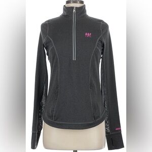 Abercrombie & Fitch 1892 Gray Half Zip Athletic Pullover Women’s M Pink Logo
